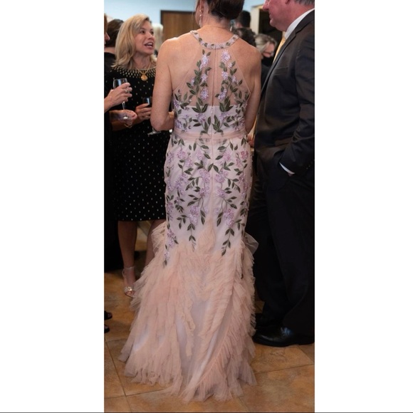 MARCHESA NOTTE
Floral Embroidered Ruffle-Hem Halter Gown - Picture 4 of 11